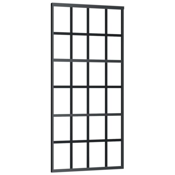 vidaXL Sliding Door ESG Glass and Aluminum 35.4"x80.7" Black - Image 2