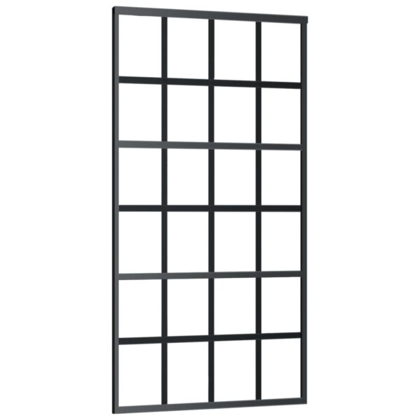 vidaXL Sliding Door ESG Glass and Aluminum 40.2"x80.7" Black - Image 2