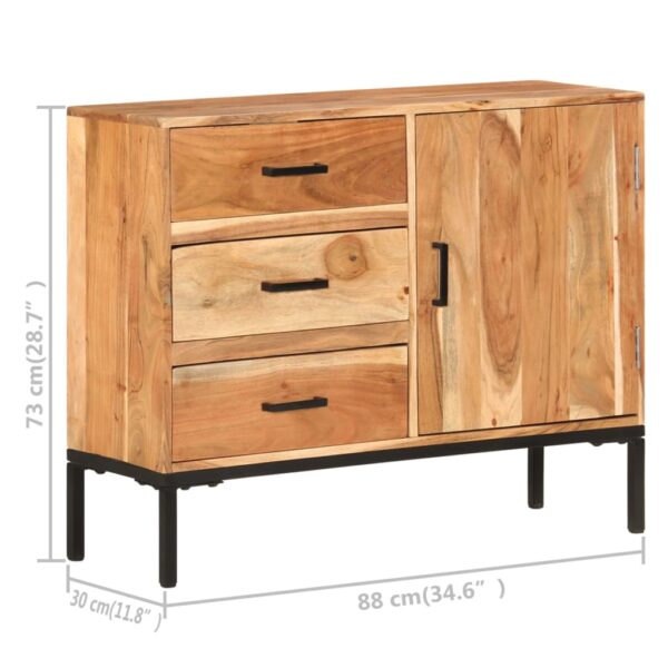 vidaXL Sideboard 34.6"x11.8"x28.7" Solid Acacia Wood - Image 9