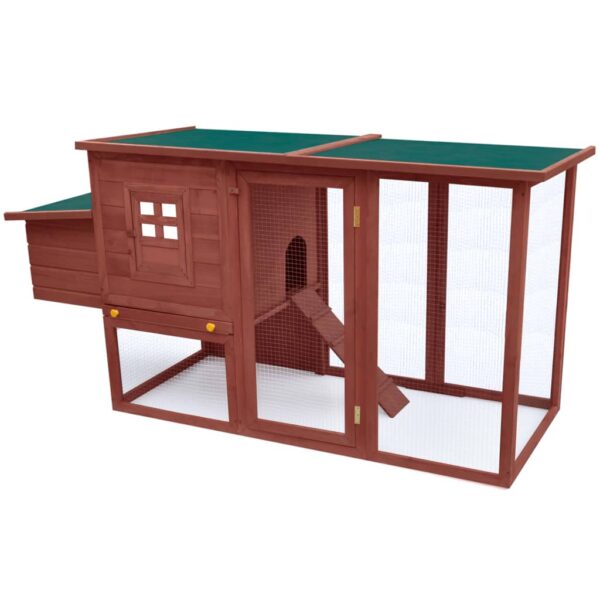 vidaXL Outdoor Chicken Cage Hen House with 1 Egg Cage Brown Wood - Image 2