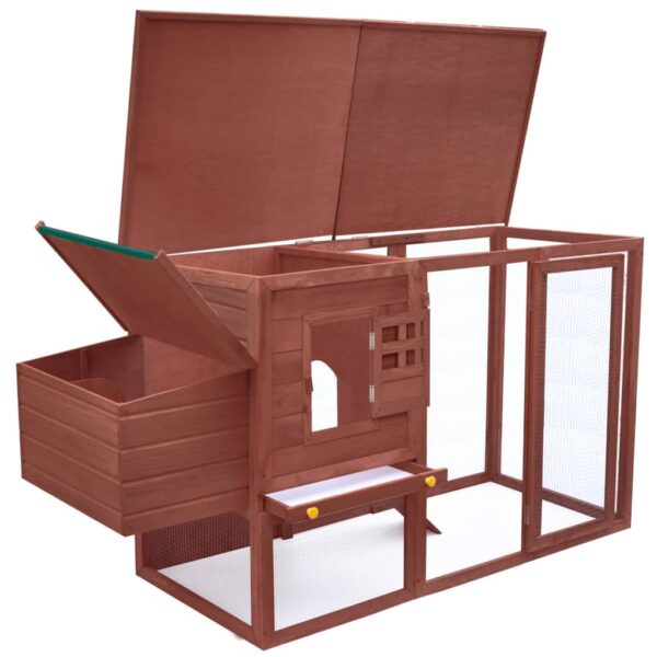 vidaXL Outdoor Chicken Cage Hen House with 1 Egg Cage Brown Wood - Image 3