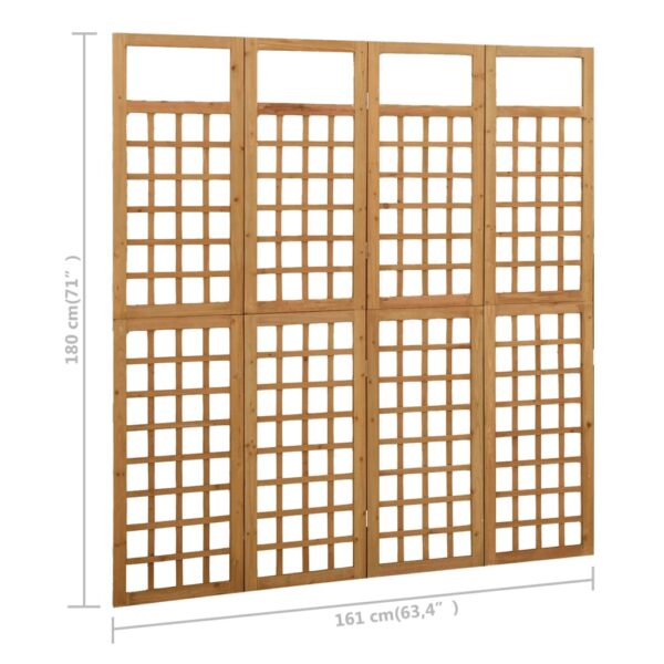 vidaXL 4-Panel Room Divider/Trellis Solid Fir Wood 63.4"x70.9" - Image 6