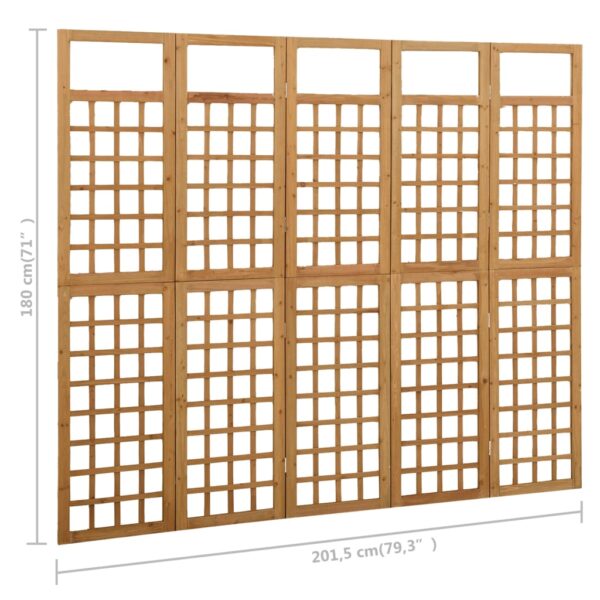 vidaXL 5-Panel Room Divider/Trellis Solid Fir Wood 79.3"x70.9" - Image 6