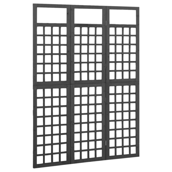 vidaXL 3-Panel Room Divider/Trellis Solid Fir Wood Black 47.6"x70.9" - Image 2