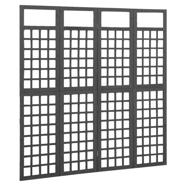 vidaXL 4-Panel Room Divider/Trellis Solid Fir Wood Black 63.4"x70.9" - Image 2