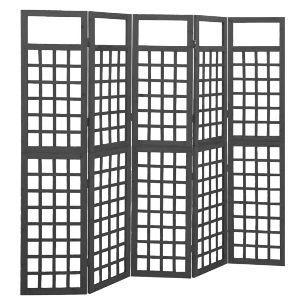 vidaXL 5-Panel Room Divider/Trellis Solid Fir Wood Black 79.3"x70.9"