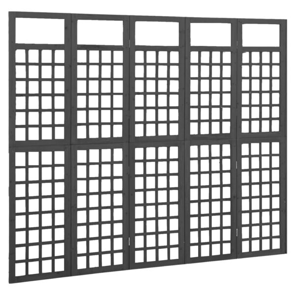 vidaXL 5-Panel Room Divider/Trellis Solid Fir Wood Black 79.3"x70.9" - Image 2