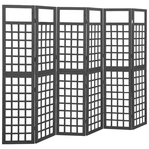 vidaXL 6-Panel Room Divider/Trellis Solid Fir Wood Black 95.5"x70.9"