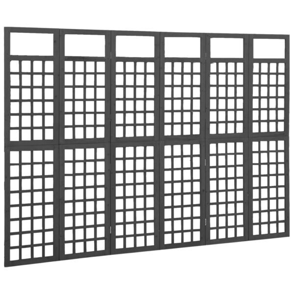 vidaXL 6-Panel Room Divider/Trellis Solid Fir Wood Black 95.5"x70.9" - Image 2