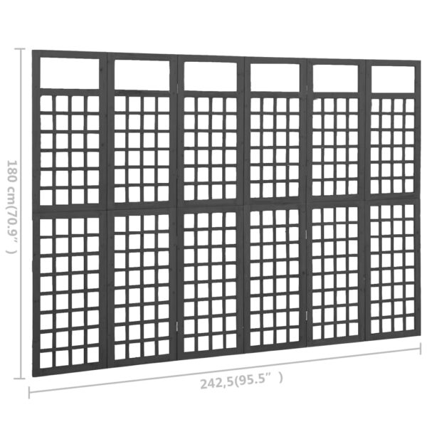 vidaXL 6-Panel Room Divider/Trellis Solid Fir Wood Black 95.5"x70.9" - Image 6