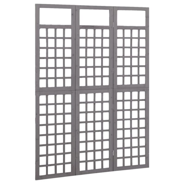 vidaXL 3-Panel Room Divider/Trellis Solid Fir Wood Gray 47.6"x70.9" - Image 3