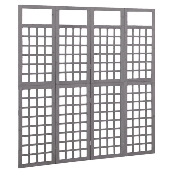 vidaXL 4-Panel Room Divider/Trellis Solid Fir Wood Gray 63.4"x70.9" - Image 3