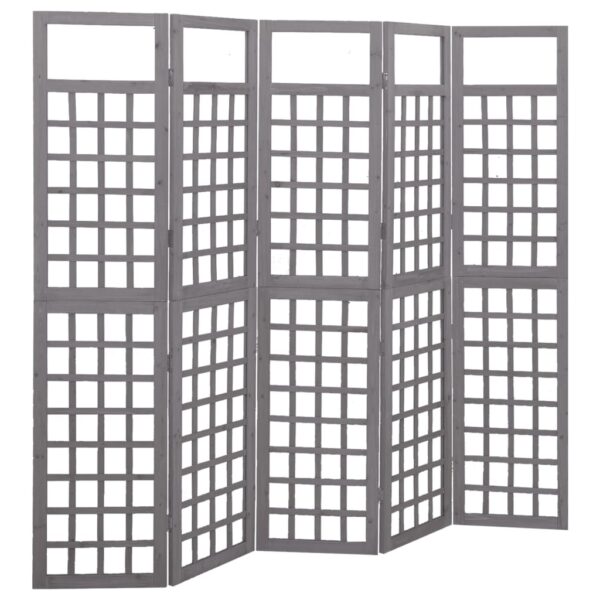 vidaXL 5-Panel Room Divider/Trellis Solid Fir Wood Gray 79.3"x70.9"