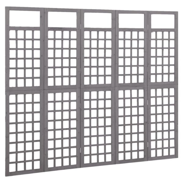 vidaXL 5-Panel Room Divider/Trellis Solid Fir Wood Gray 79.3"x70.9" - Image 3