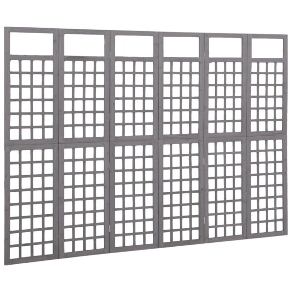 vidaXL 6-Panel Room Divider/Trellis Solid Fir Wood Gray 95.5"x70.9" - Image 3