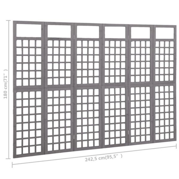 vidaXL 6-Panel Room Divider/Trellis Solid Fir Wood Gray 95.5"x70.9" - Image 6