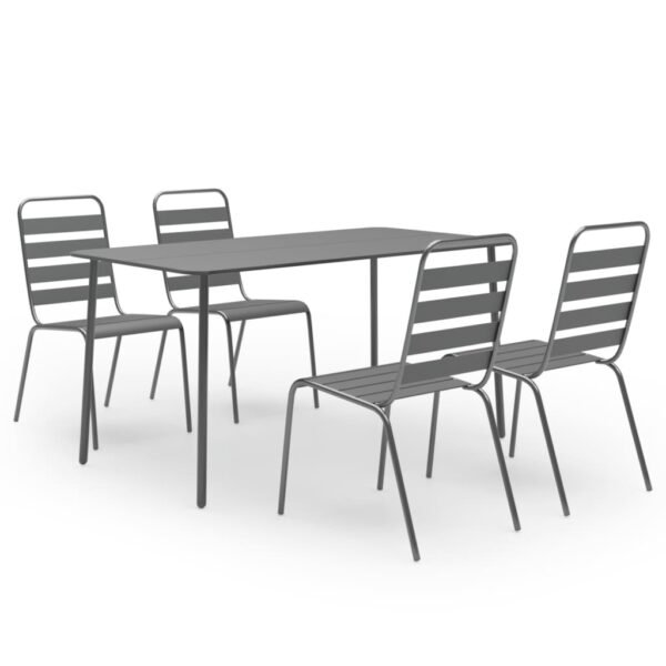 vidaXL 5 Piece Patio Dining Set Steel Dark Gray - Image 2