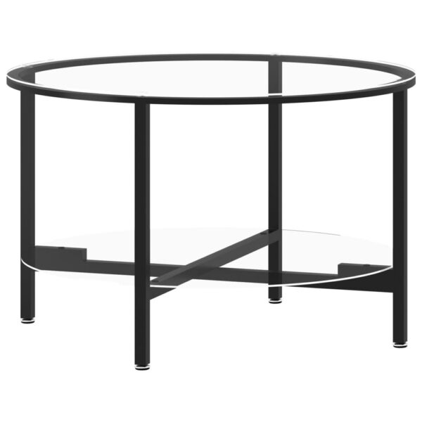 vidaXL Tea Table Black and Transparent 27.6" Tempered Glass - Image 2