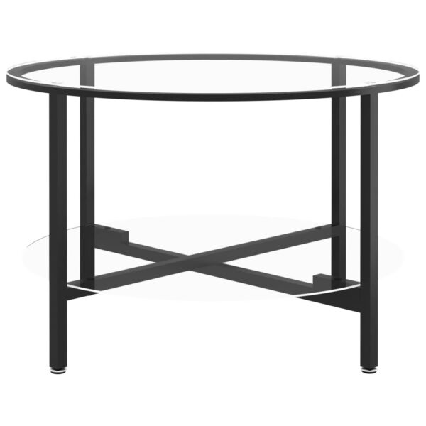 vidaXL Tea Table Black and Transparent 27.6" Tempered Glass - Image 3