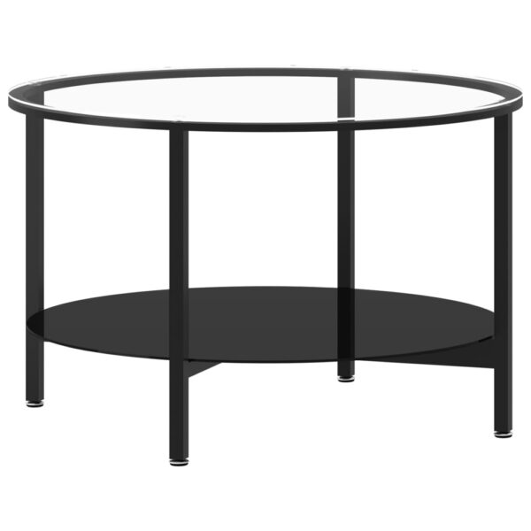 vidaXL Tea Table Black and Transparent 27.6" Tempered Glass - Image 2