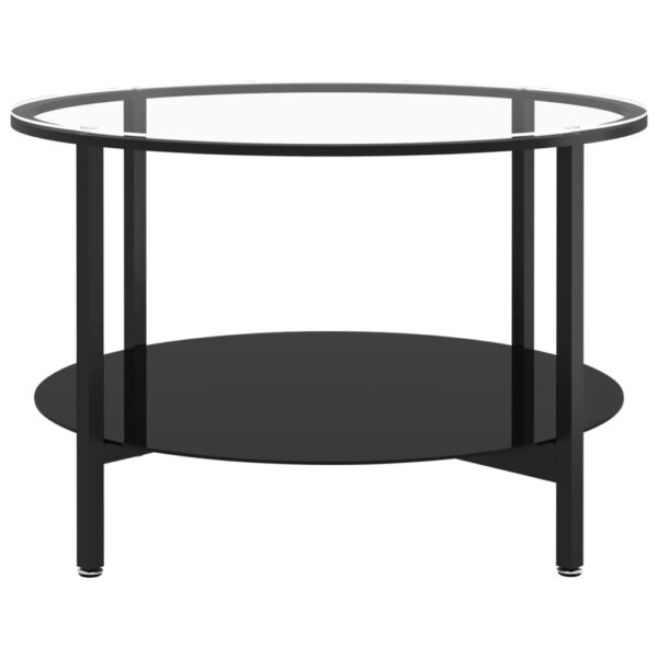 vidaXL Tea Table Black and Transparent 27.6" Tempered Glass - Image 3