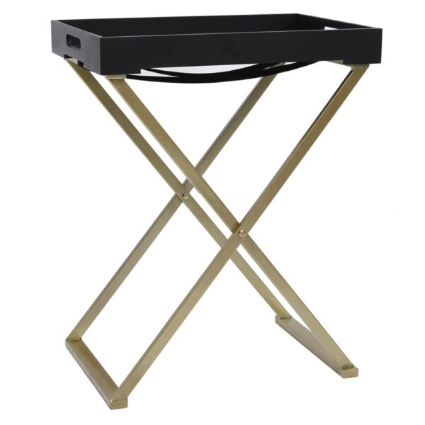 vidaXL Folding Table Gold and Black 18.9"x13.4"x24" MDF - Image 2