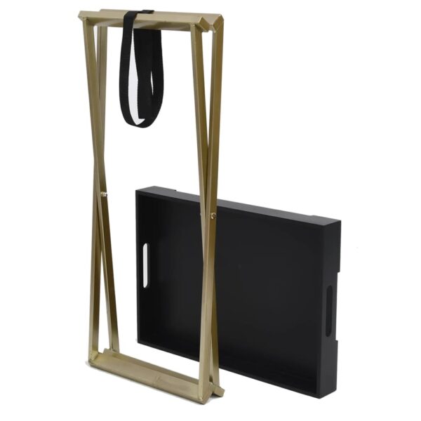 vidaXL Folding Table Gold and Black 18.9"x13.4"x24" MDF - Image 5