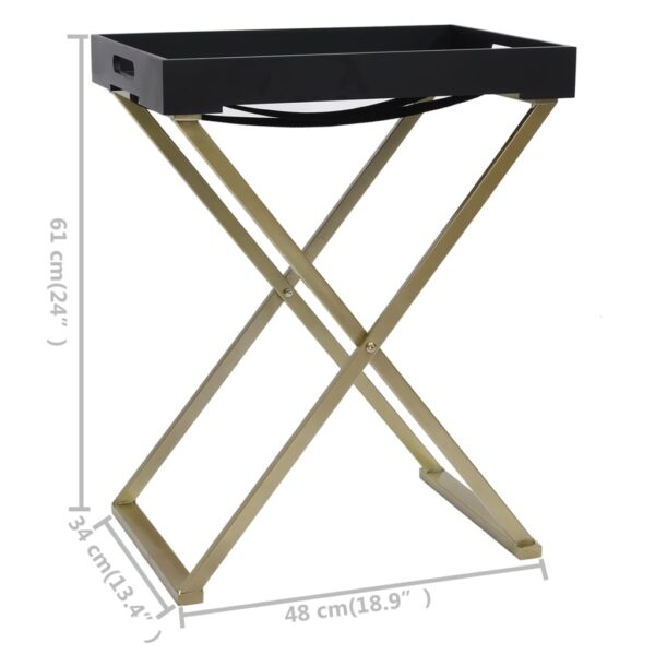 vidaXL Folding Table Gold and Black 18.9"x13.4"x24" MDF - Image 8