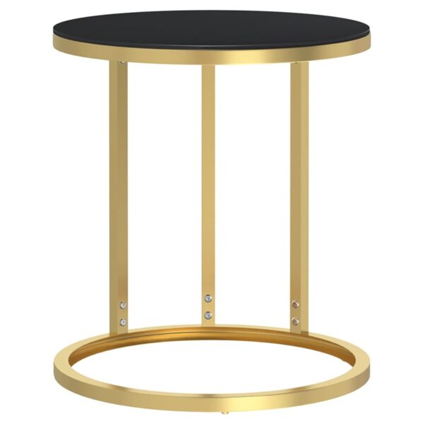 vidaXL Side Table Gold and Black 17.7" Tempered Glass - Image 2