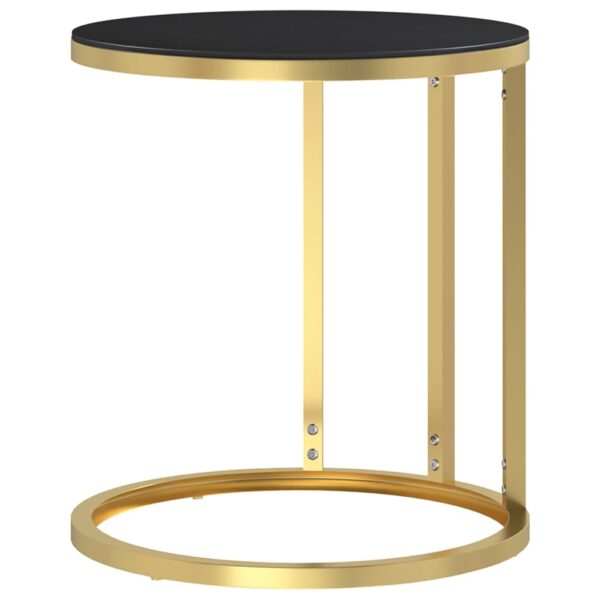 vidaXL Side Table Gold and Black 17.7" Tempered Glass - Image 3