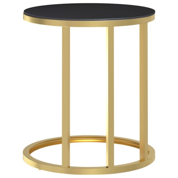 vidaXL Side Table Gold and Black 17.7" Tempered Glass - Image 4