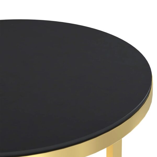 vidaXL Side Table Gold and Black 17.7" Tempered Glass - Image 5