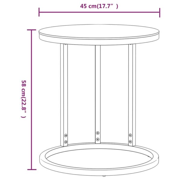 vidaXL Side Table Gold and Black 17.7" Tempered Glass - Image 6