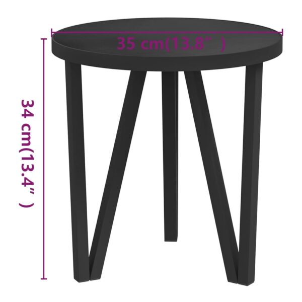 vidaXL Tea Table Black Ã˜13.8" MDF - Image 5