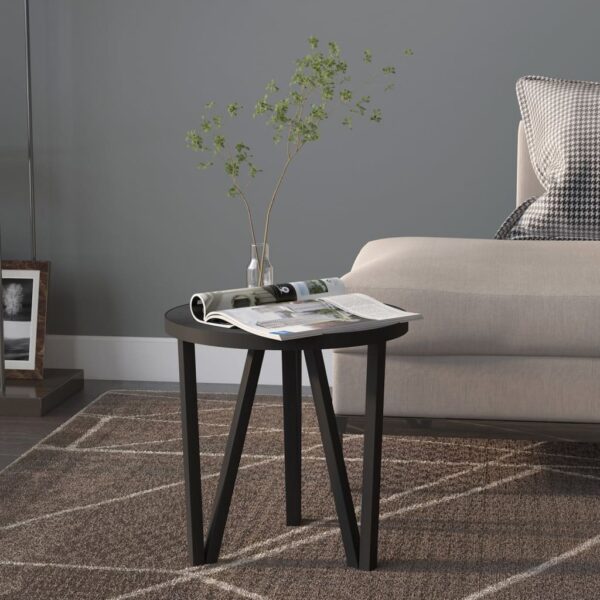 vidaXL Tea Table Black Ã˜13.8" MDF