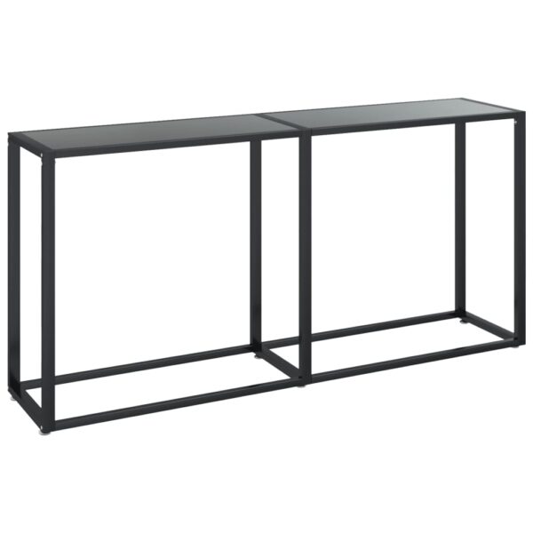 vidaXL Console Table Black 63"x13.8"x29.7" Tempered Glass - Image 2