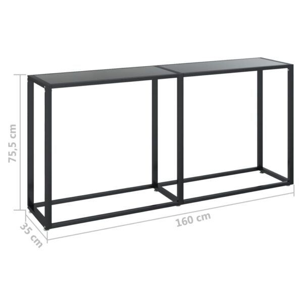 vidaXL Console Table Black 63"x13.8"x29.7" Tempered Glass - Image 6