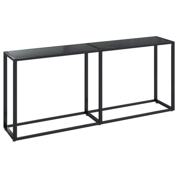 vidaXL Console Table Black 70.9"x13.8"x29.7" Tempered Glass - Image 2