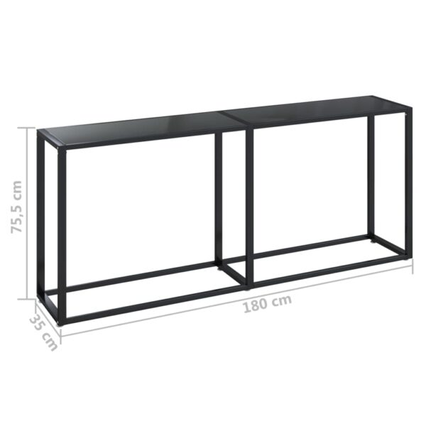 vidaXL Console Table Black 70.9"x13.8"x29.7" Tempered Glass - Image 6