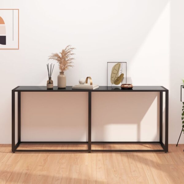 vidaXL Console Table Black 70.9"x13.8"x29.7" Tempered Glass