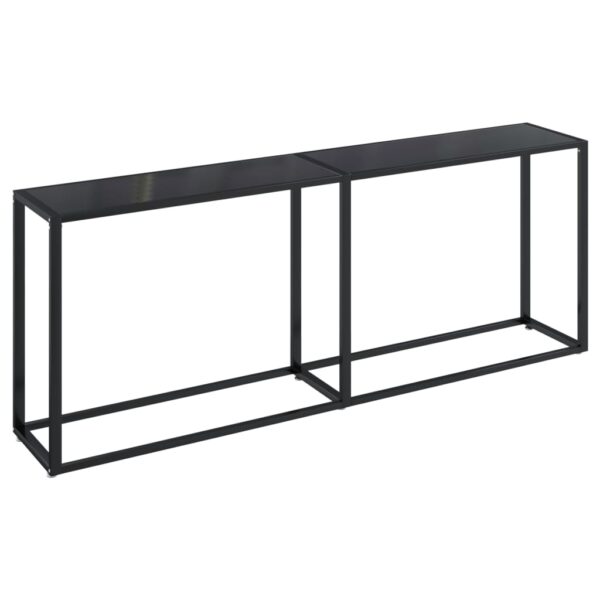 vidaXL Console Table Black 78.7"x13.8"x29.7" Tempered Glass - Image 2