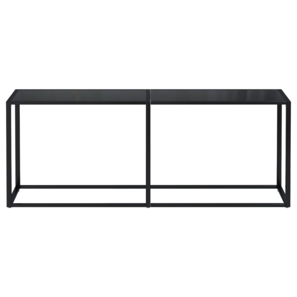 vidaXL Console Table Black 78.7"x13.8"x29.7" Tempered Glass - Image 3