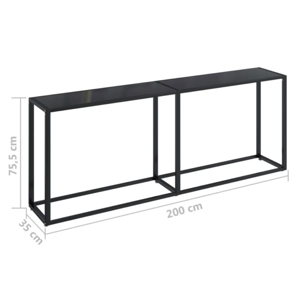 vidaXL Console Table Black 78.7"x13.8"x29.7" Tempered Glass - Image 6