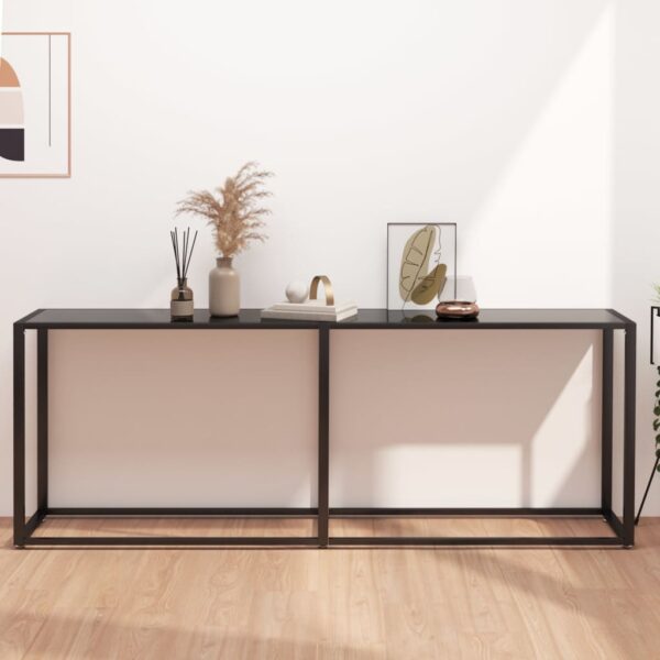 vidaXL Console Table Black 78.7"x13.8"x29.7" Tempered Glass