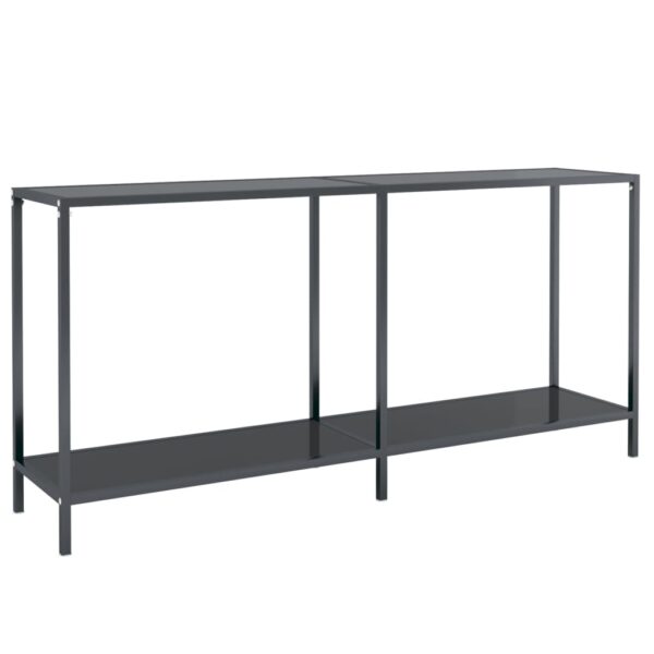 vidaXL Console Table Black 63"x13.8"x29.7" Tempered Glass - Image 2