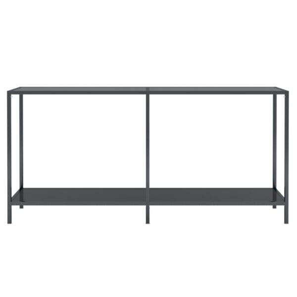 vidaXL Console Table Black 63"x13.8"x29.7" Tempered Glass - Image 3