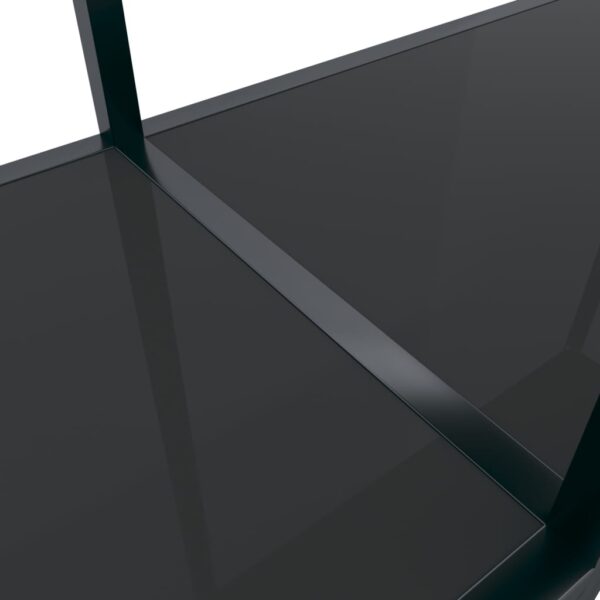 vidaXL Console Table Black 63"x13.8"x29.7" Tempered Glass - Image 5