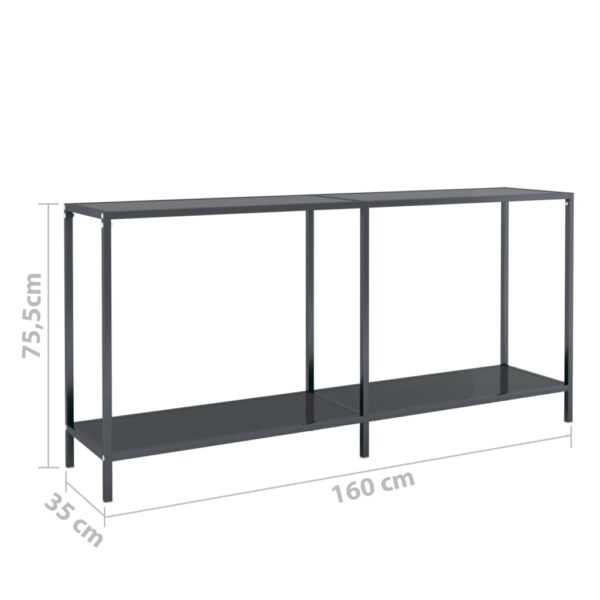 vidaXL Console Table Black 63"x13.8"x29.7" Tempered Glass - Image 7