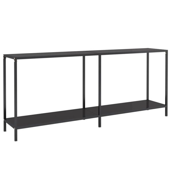 vidaXL Console Table Black 70.9"x13.8"x29.7" Tempered Glass - Image 2