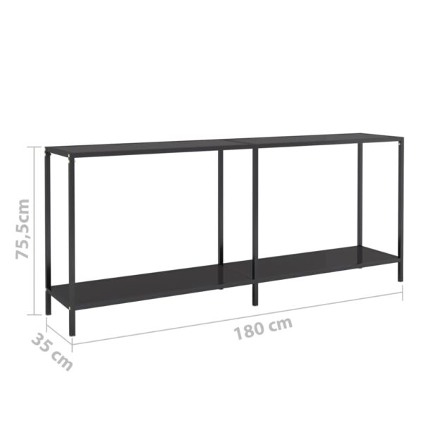 vidaXL Console Table Black 70.9"x13.8"x29.7" Tempered Glass - Image 7